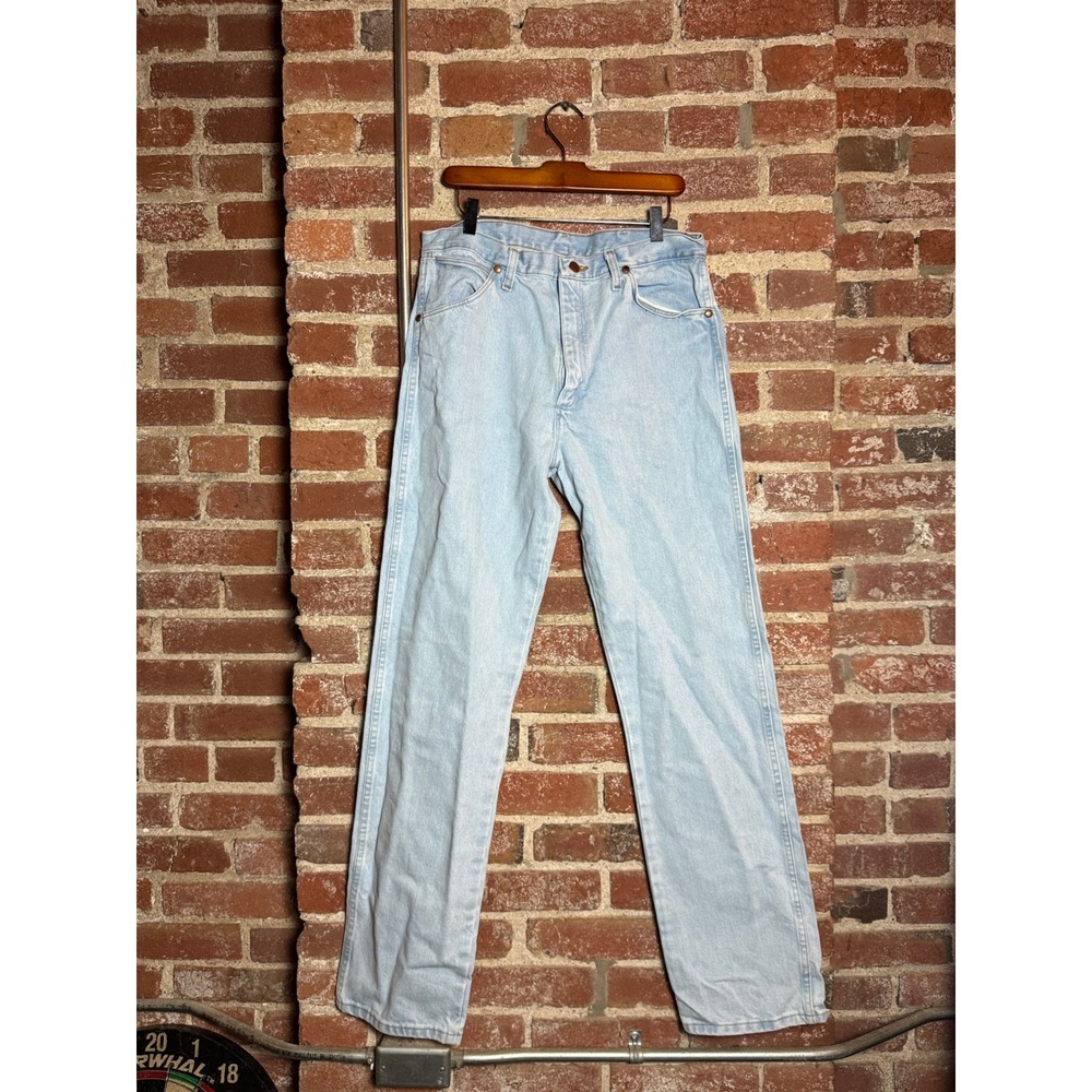 Wrangler 13MWZGH Cowboy Cut Light Wash Denim Jeans Mens 34x34 Straight Leg